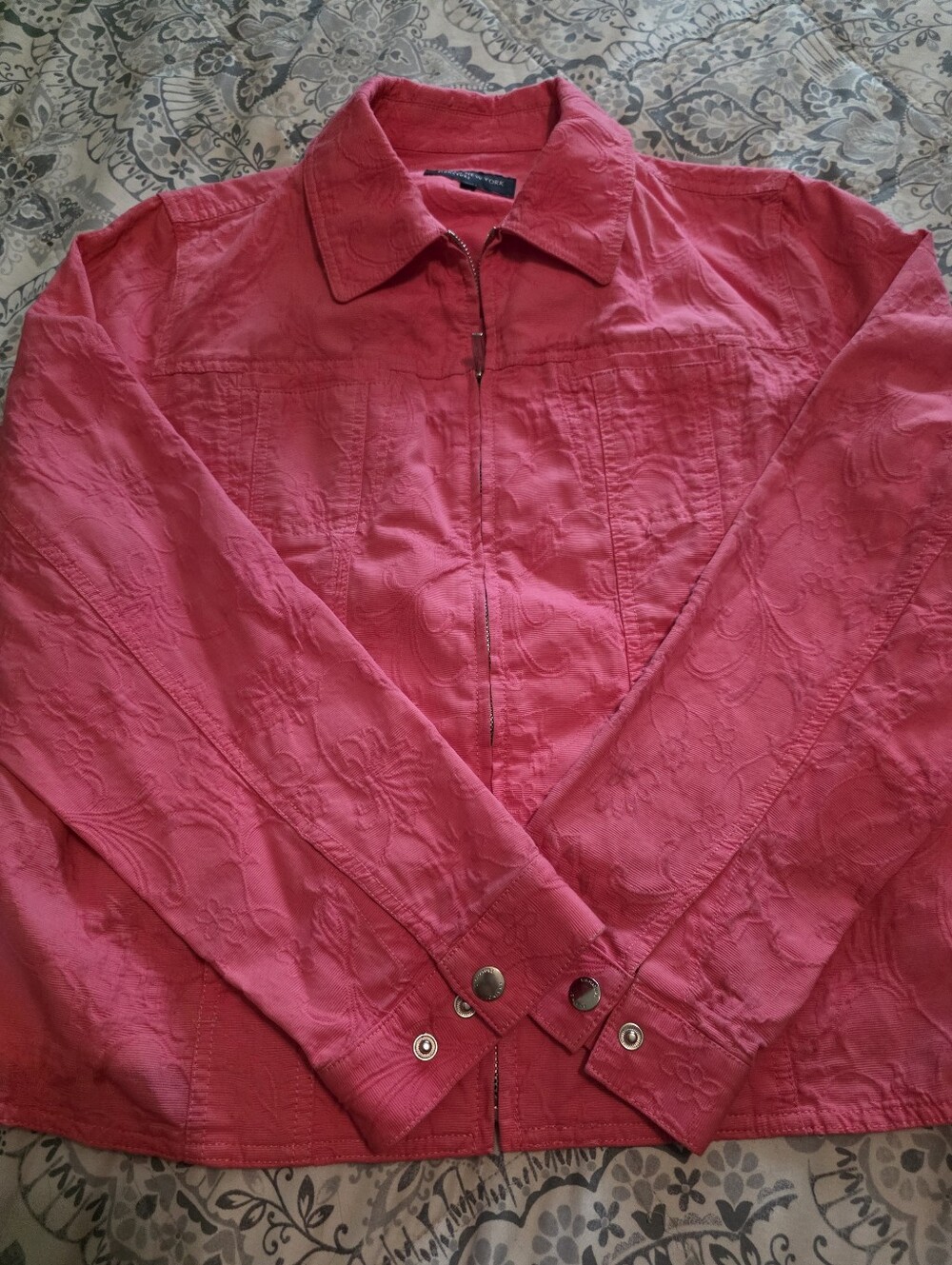 Jones New York Textured Pink Zip-Front Jacket